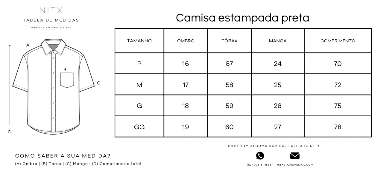 Camisa Estampada Preta